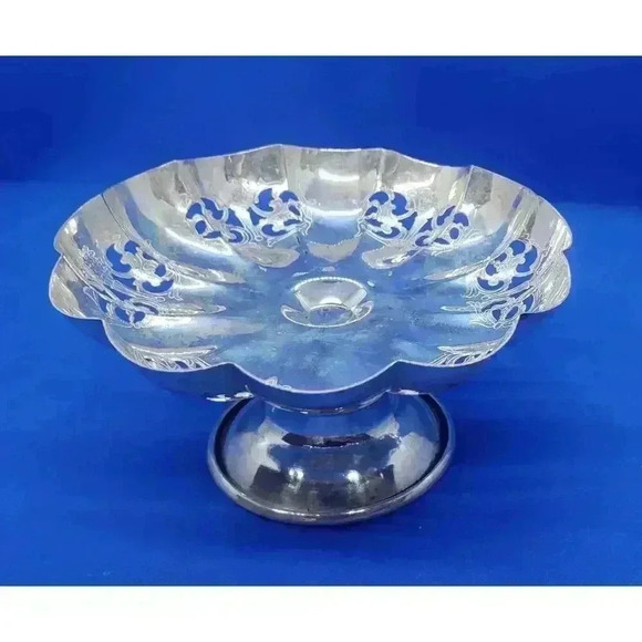 Vintage Silver Plate Candle Holder Trinket Candy Vanity Dish Ornate Petite - Picture 7 of 13